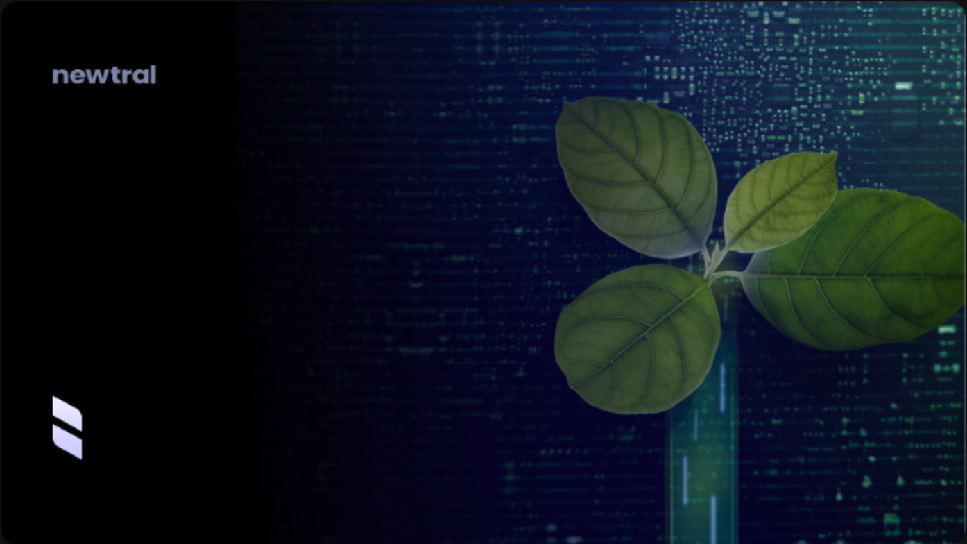 Green shoot growing out of a circuit-board landscape
